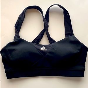 adidas NWOT Black Sports Bra 3 Stripe detail back